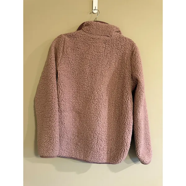 Abercrombie‎ & Fitch Womens Dusty Rose Pink Sherpa Fleece Quarter Zip Pullover S - Image 3