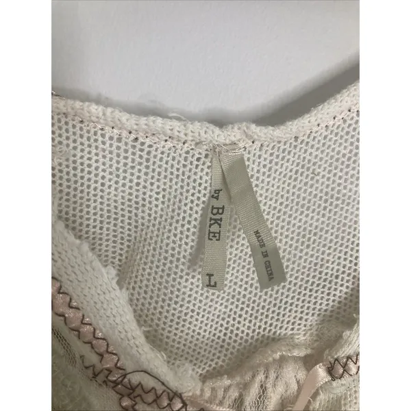 Gimmicks by BKE Y2K Buckle Womens Top Sheer Lace Front Back Beaded Embroider Size L - Image 10