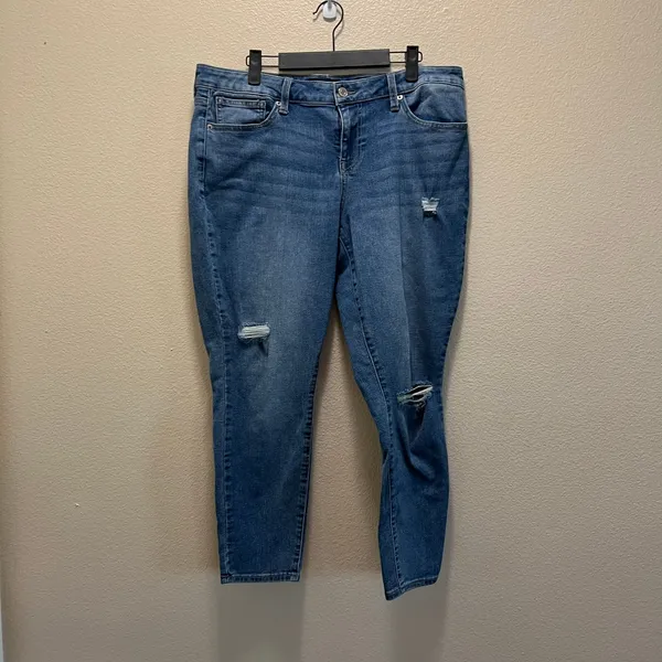 Lucky Brand Low Rise Lolita Skinny Jeans Distressed Stretch Medium Wash Sz 14/32 - Image 2