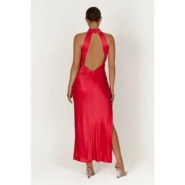 ✨Meshki Claire Satin Drape Back Maxi Sz Xl Dress With Split✨ - Image 5