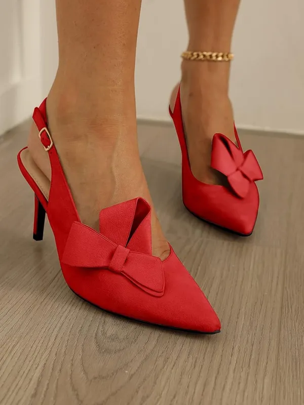 Feetquake brand beautiful red pointy toe sling back kitten 3” heels - Image 3