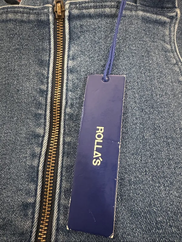 ROLLA'S Blue Zip-Front Wide-Leg Denim Overalls - Image 10