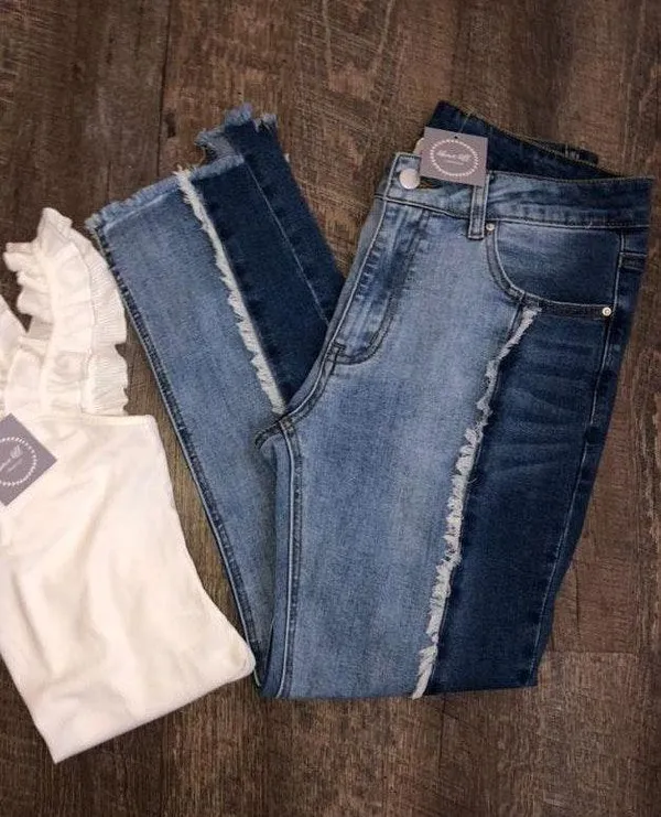 Shop Above All Two Tone Fray Jeans - Image 3