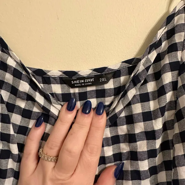 SHEIN Blue Gingham Tiered Sun Dresses Size 2XL - Image 3