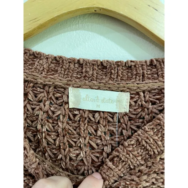 Altar'd State Chenille Open Knit Sweater‎ Brown Cozy Boho Size M NWT - Image 5