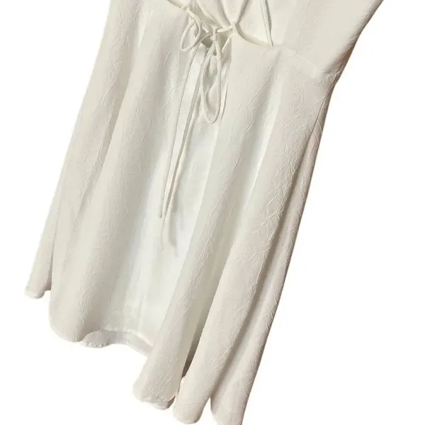 Big Waterblue Sky White Mini V-Neck Textured Dress Small NEW Marilyn Monroe #779 - Image 6