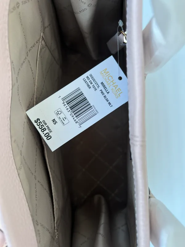 Michael Kors Mirella Medium Pebbled Leather Tote Bag - Powder Blush Multi - Image 8