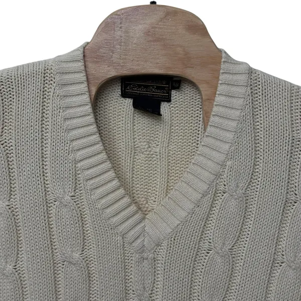 Vintage Eddie Bauer Cable Knit Cream Sweater Size Women's Size‎ X-Large XL - Image 2