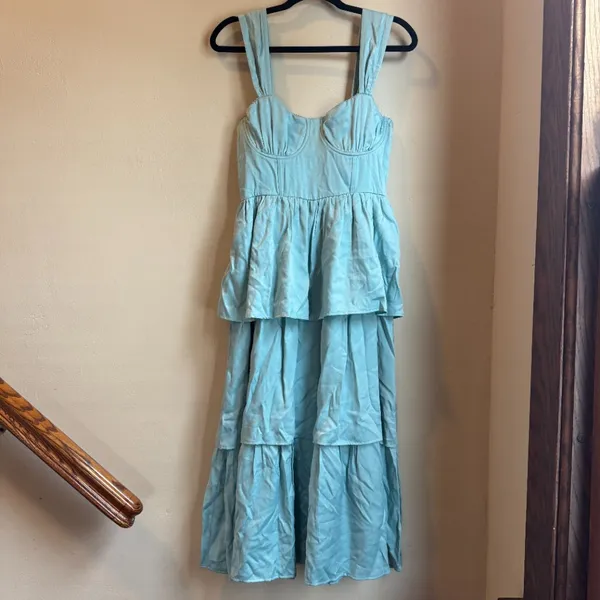 WEWOREWHAT Blue corset ruffle midi dress - Image 3