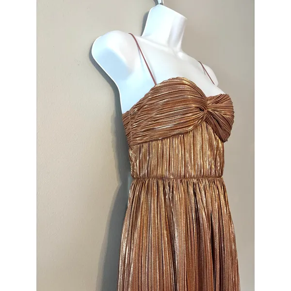 Lovers and Friends Sleeveless Emmy Rose Gold Pleated Maxi Gown XS - Image 10