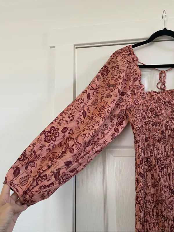 Women’s Free People Apricot Floral Smock It To Me Mini Dress Size M - Image 6