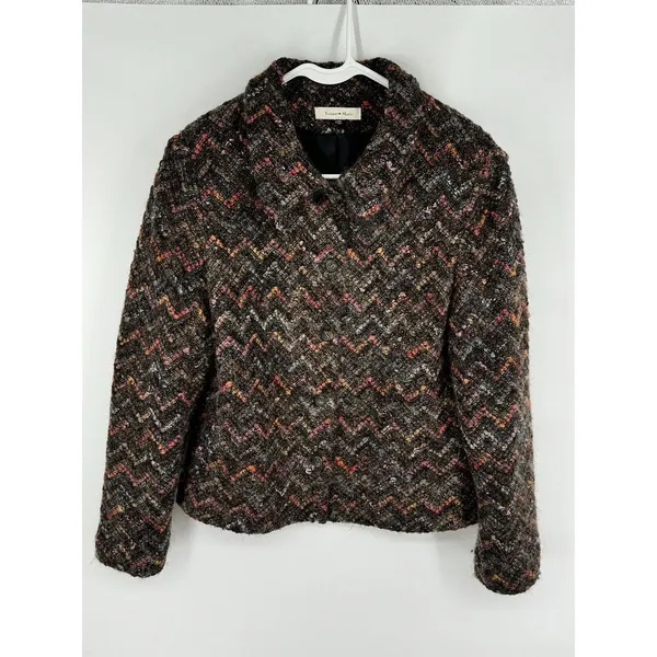 Yvonne La Marie Womens‎ Mohair Blend Tweed Button Front Jacket Blazer Size 12 - Image 7