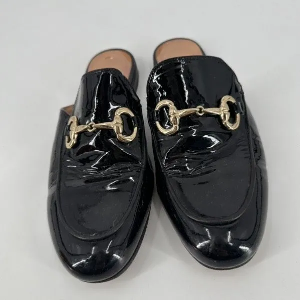 Pascucci Black Patent leather horse bit‎ mules loafers Italy size 37.5 Slides - Image 4