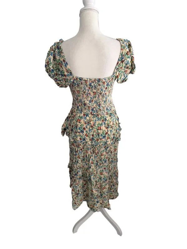 BAND OF THE FREE Floral Smocked Midi Dress Size Small - Image 3