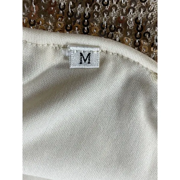 Sparkly Rose Gold Sequin Camisole Cowl Neck Tank Top Cropped Party Clubwear - M - Image 9