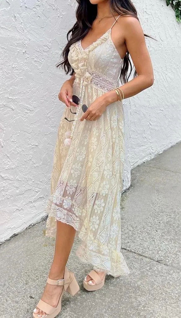 Cupshe Cream Lace Dress - Image 6