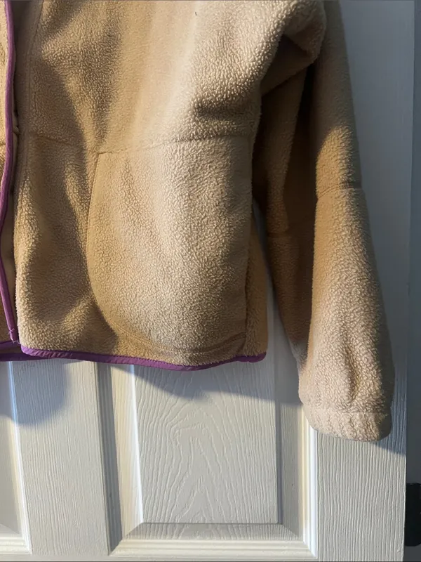 wild fable Beige Fleece Bomber Jacket with Pink Trim - Image 6