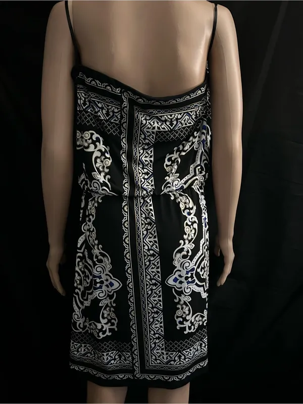 White House Black Market Black & White Printed Strapless Dress - Image 2