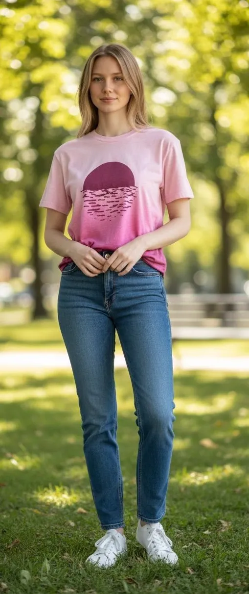 Wildfox Pink Gradient Sunset Graphic Short Sleeve Tee - Image 2