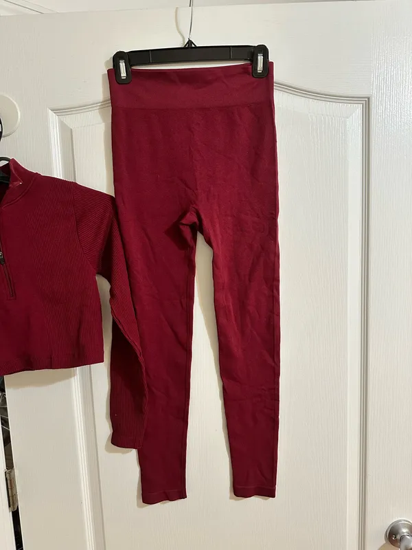 Burgundy No Boundaries half zip sweatshirt and leggings set - Image 3
