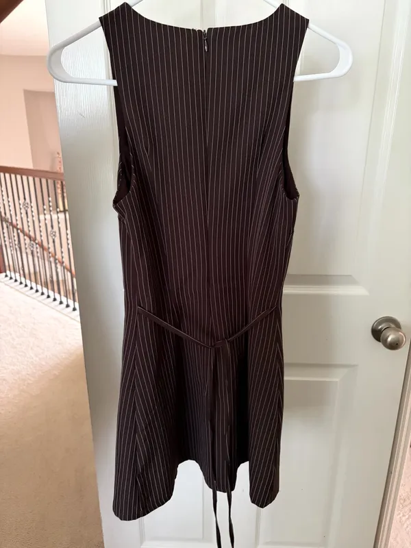 Princess Polly Yukimo Romper Brown Pinstripe Tall - Image 4