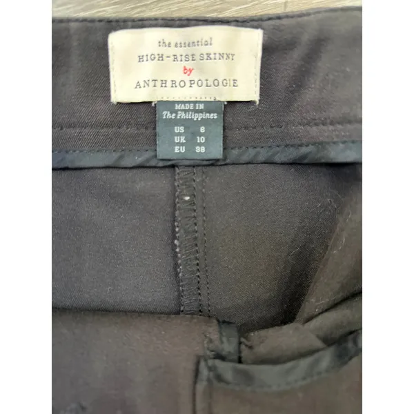 Anthropologie High Rise Skinny Pants Black Stretch Minimalist Size 8 - Image 2