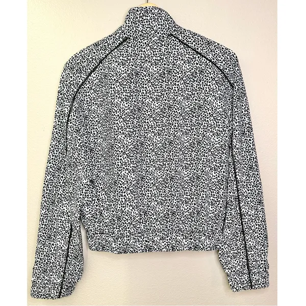 NWT Allfenix x Anthropologie Black and White Leopard Print Cropped Bomber Jacket - Image 7