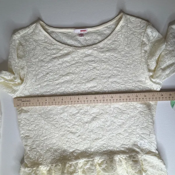 NWT Bongo Floral Lace Peplum Shirt Large Cream‎ 90s Y2K Layering Sheer Boho - Image 11