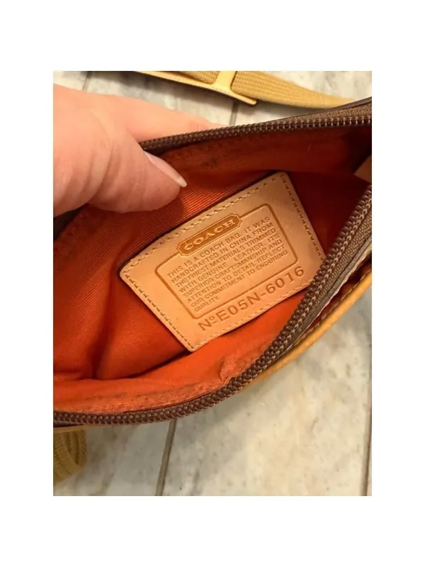 Coach Signature Jacquard Shoulder Cross Body E05N-6016 Canvas/Leather 9"x7" - Image 3