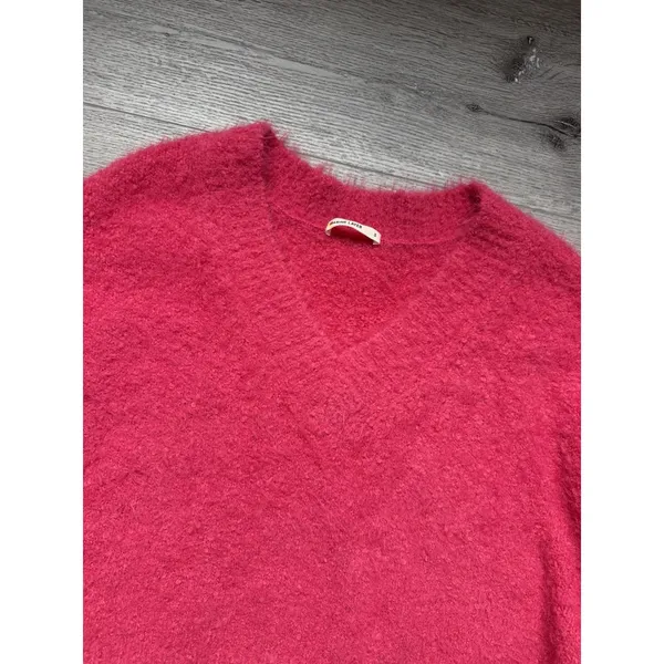 Marine Layer Teddy Eyelash Sweater Womens S Pink Fuzzy Wool Blend Cropped - Image 4