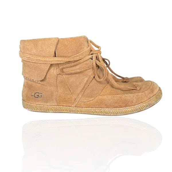 UGG Reid Moc Womens 8 Moccasin Booties‎ Chestnut Brown Suede Ankle Boots - Image 4