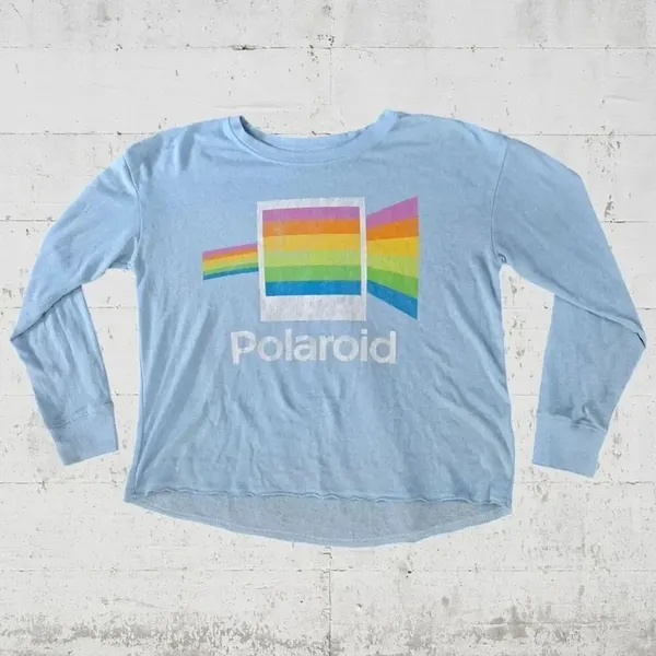 ✨Polaroid Blue Retro Light Crewneck Sz XL Blue Sweatshirt✨ - Image 6