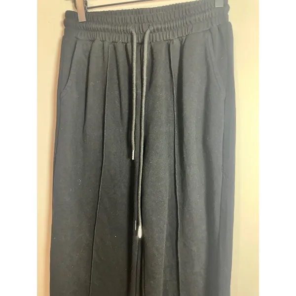 Trendy Queen‎ Womens Wide Leg Sweatpants Black High Waisted Pockets Size M - Image 3