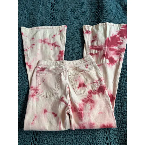 Forever 21 Pink Tie Dye Flare Jeans High Waisted Bell Bottoms Size 27 - Image 7