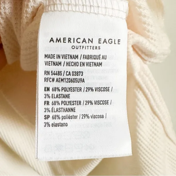 American Eagle Outfitters Cream Ivory Cowl Neck Waffle Knit high low top Large - Image 7