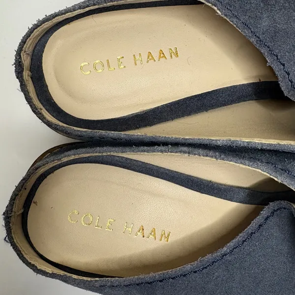 Cole Haan Suede‎ Block Heel Mules Women's Slip On Shoes Blue Size Unknown - Image 9