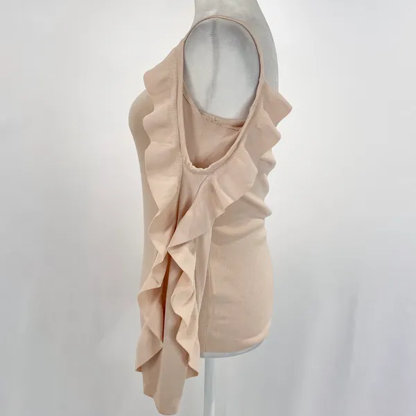 Club Monaco Ruffle Trim Cold Shoulder Long Sleeve Sweater Blush Pink Size XS - Image 8
