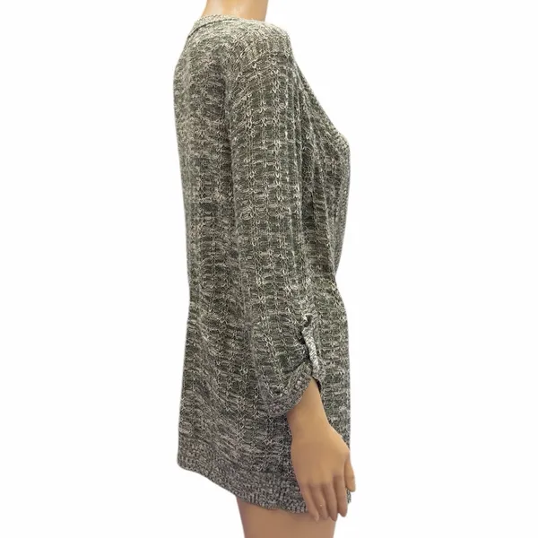 Maurices Open Front Textured Knit Cardigan Womens Large Olive Cream - Image 6