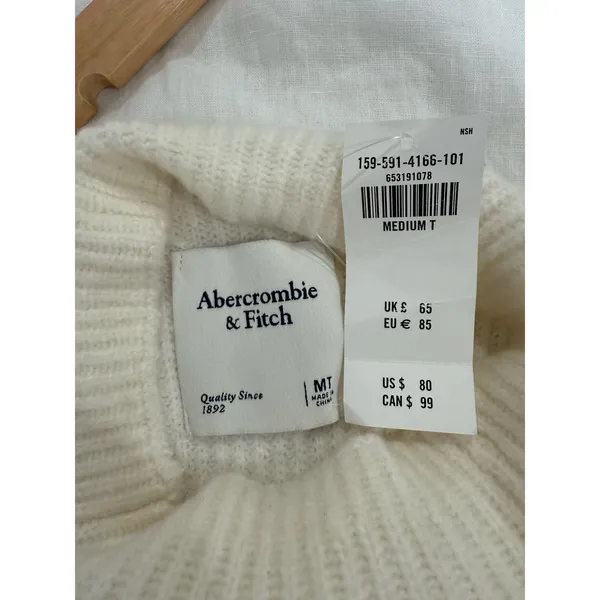 NWT Abercrombie & Fitch Long Sleeve Knit Dress White Women's Medium Classic - Image 6