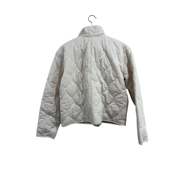 Lucky‎ Brand Cream Quilted Jacket Womens Small Off White Cotton Full Zip - Image 2