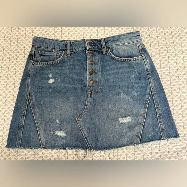 We the Free Denim‎ Button-Up Skirt Size 28 EUC - Image 3