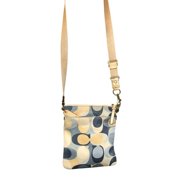 Coach Crossbody Purse No. L0767-41226 Cream Blue Tan Pattern Vintage Y2K - Image 2
