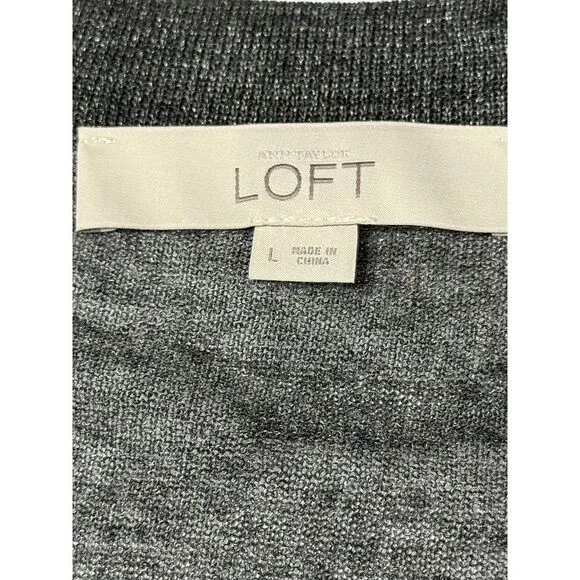 LOFT Gray Long Button Front Cardigan Sweater Classic Layering Essential L‎ - Image 2