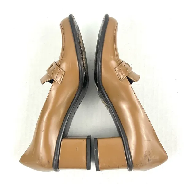 Vintage Via Spiga Italian Leather Tan Y2K Block Heel Loafers - Size 6.5 - Image 6