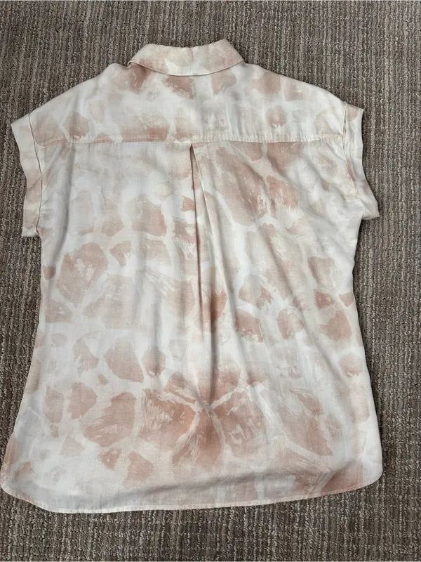Cloth & Stone Anthropologie Blush Abstract Tencel Button Front Shirt Size S - Image 8