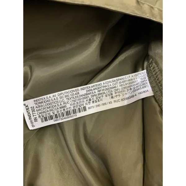 Zara Quilted Sherpa Sleeve Hooded Anorak Pullover Jacket Olive Green‎ XS - Image 5