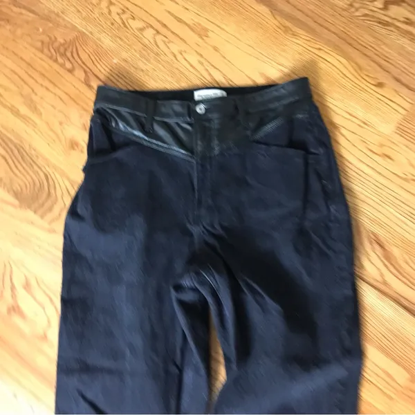 Abercrombie Relaxed Black Jeans with Faux Leather Detail - Image 8
