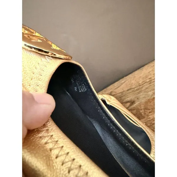 Tory Burch Reva Metallic Gold Tumbled Ballerina Flats - Image 6