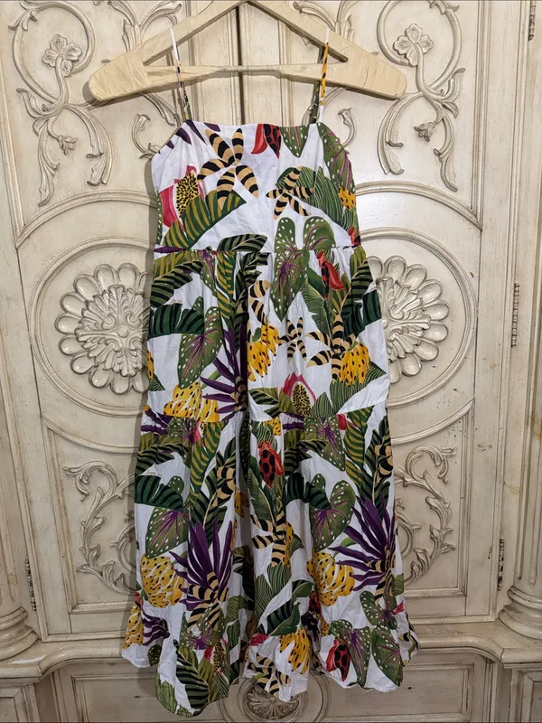 Farm Rio Anthropologie Cotton Tripixal Forest Maxi Dress Size Large - Image 3