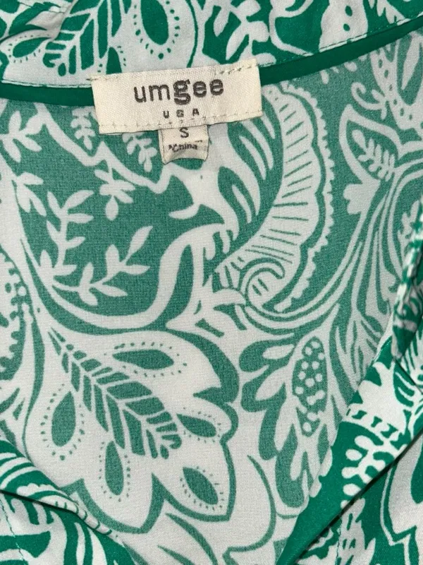Umgee Green/White Paisley Print Dress Women's Small - Image 2